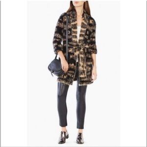 BCBGMAXAZRIA Catherine, Mohair like cardigan belted sweater. Size XS